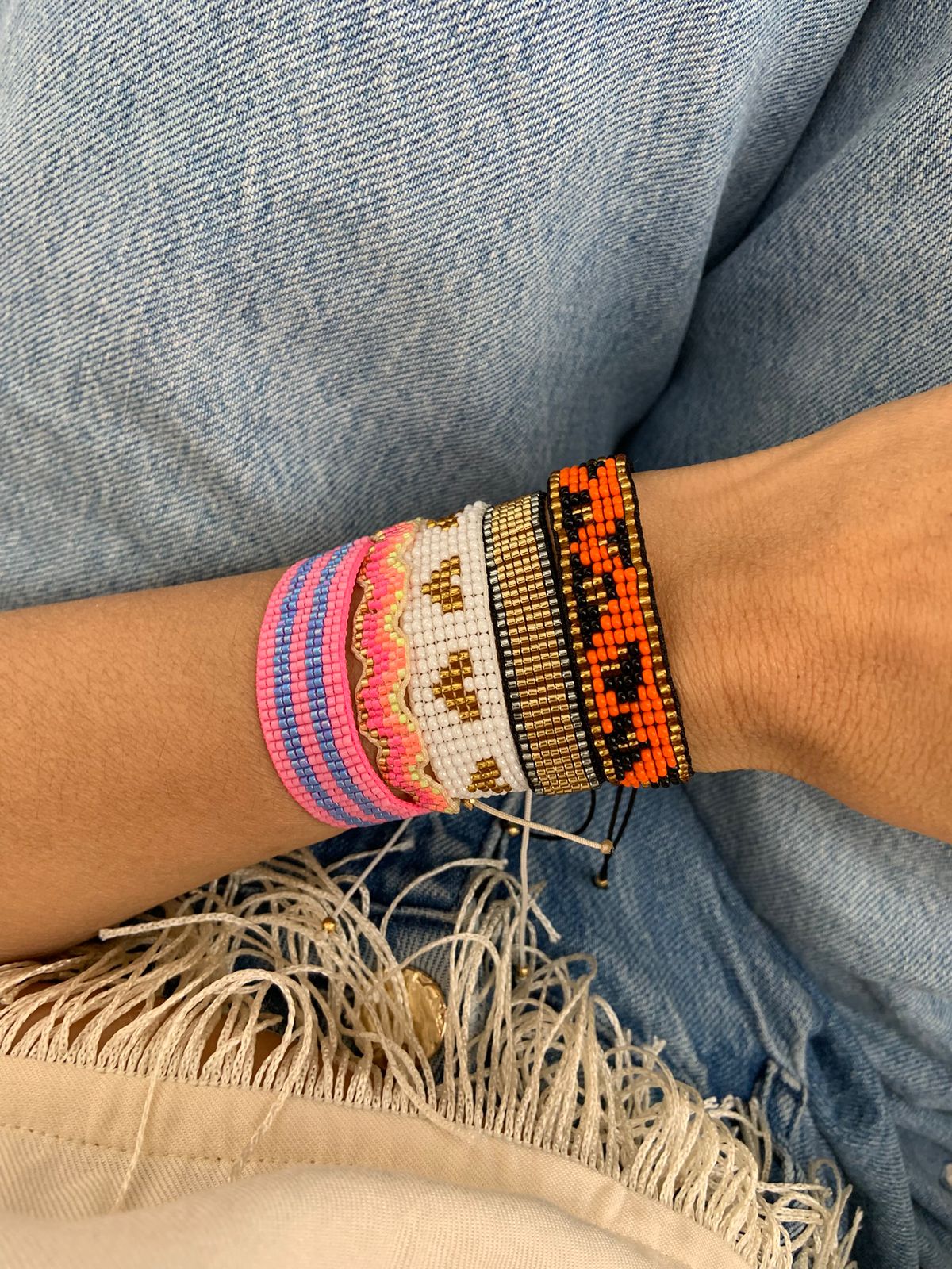 Zigzag Miyuki Fuscia y Coral