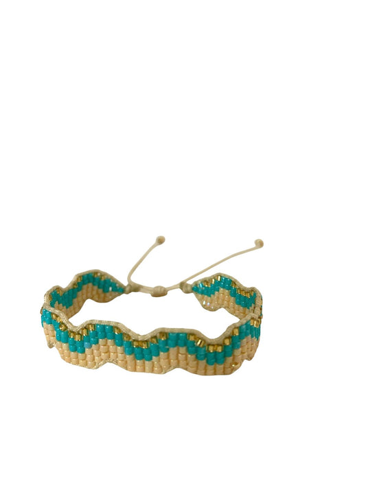 Zigzag Miyuki Turquesa y Beige